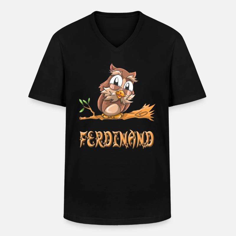 Eule Ferdinand - Männer-T-Shirt mit V-Ausschnitt - Schwarz