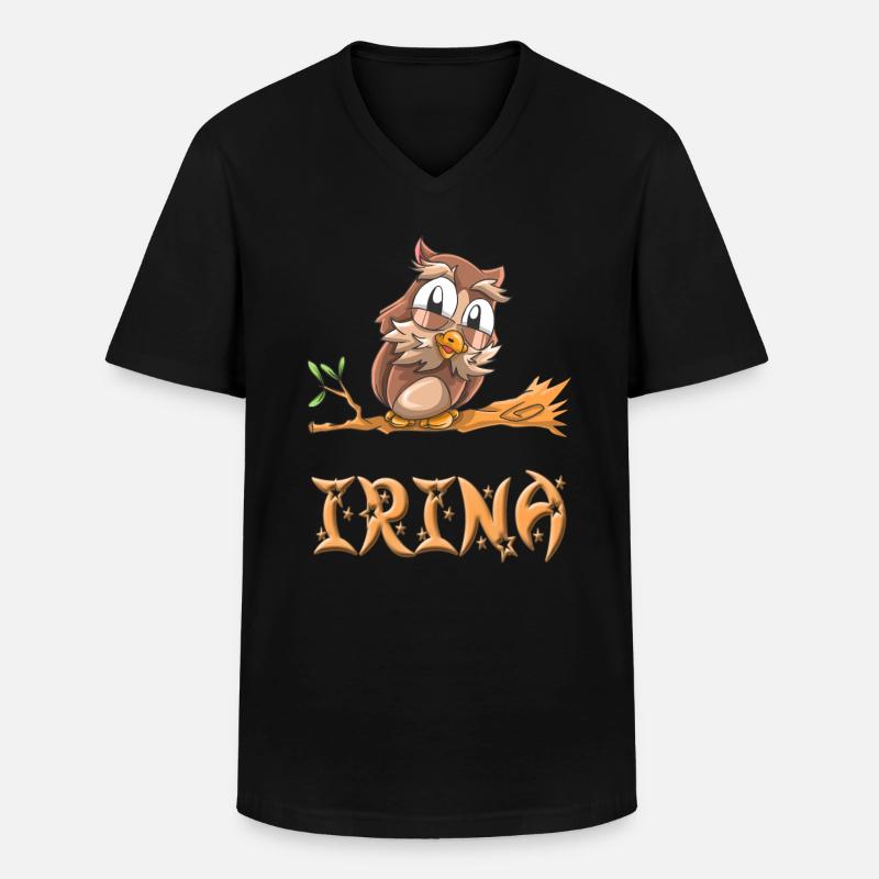Eule Irina - Männer-T-Shirt mit V-Ausschnitt - Schwarz