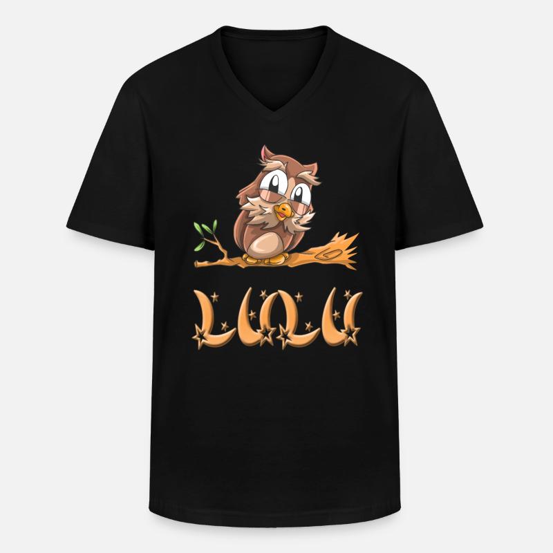 Eule Lulu - Männer-T-Shirt mit V-Ausschnitt - Schwarz
