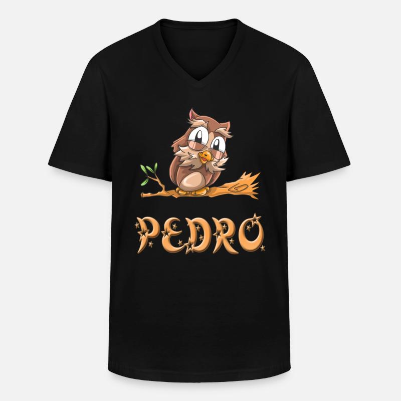 Eule Pedro - Männer-T-Shirt mit V-Ausschnitt - Schwarz