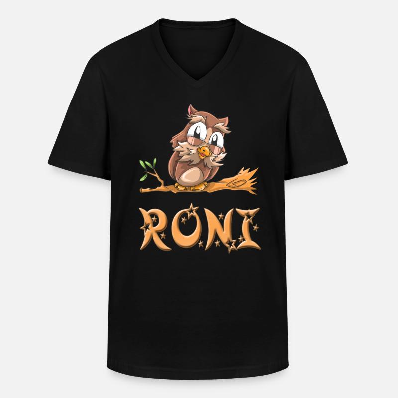 Eule Roni - Männer-T-Shirt mit V-Ausschnitt - Schwarz