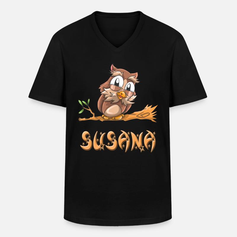 Eule Susana - Männer-T-Shirt mit V-Ausschnitt - Schwarz