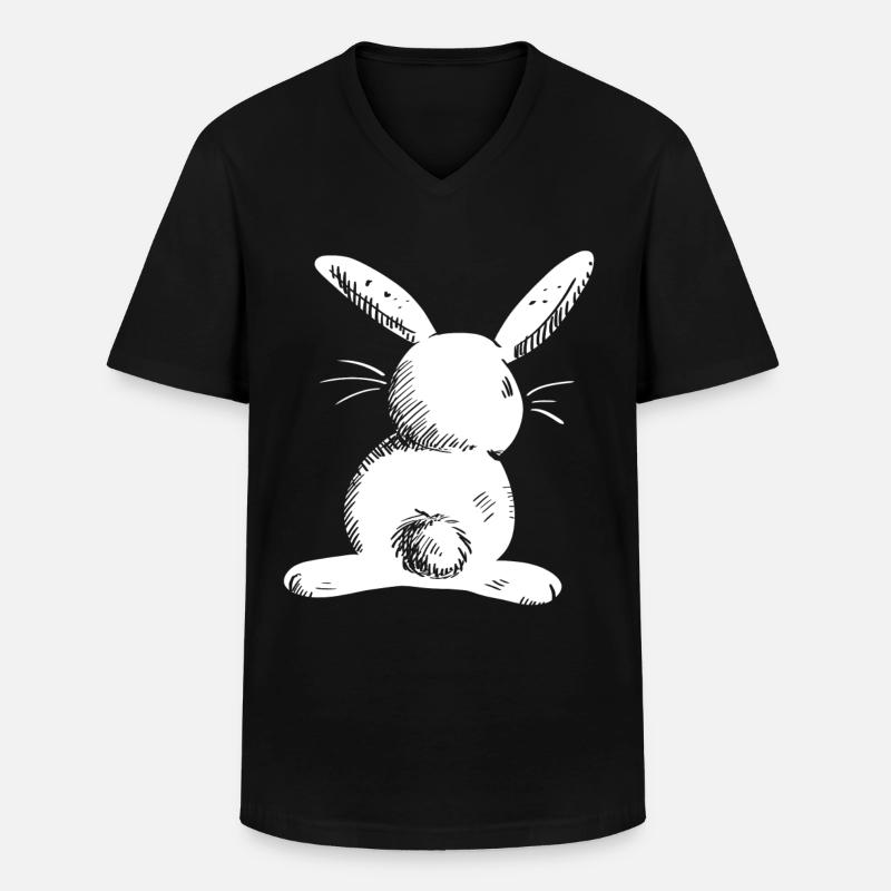 White long eared hare comic - Men's V-Neck T-Shirt - black