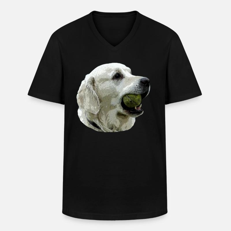 Labrador mit Ball - Männer-T-Shirt mit V-Ausschnitt - Schwarz