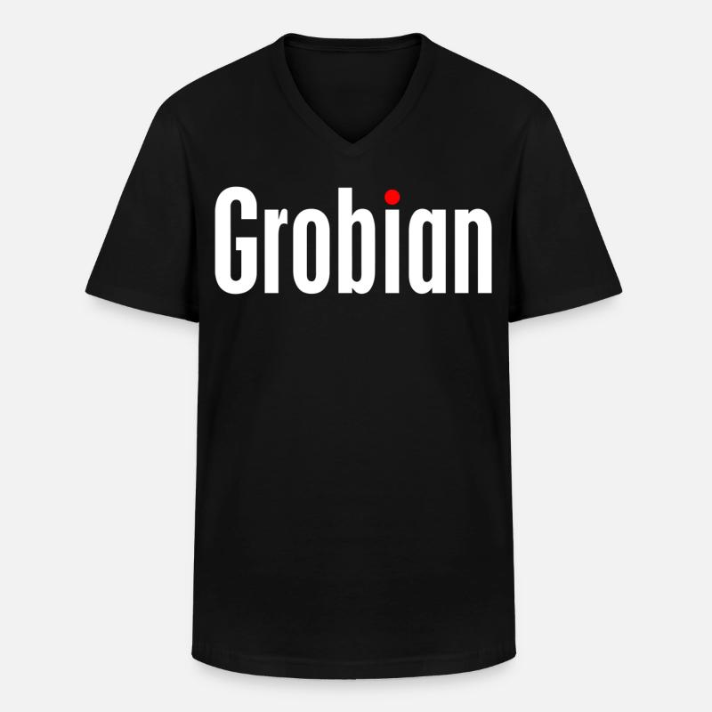 Grobian - Männer-T-Shirt mit V-Ausschnitt - Schwarz