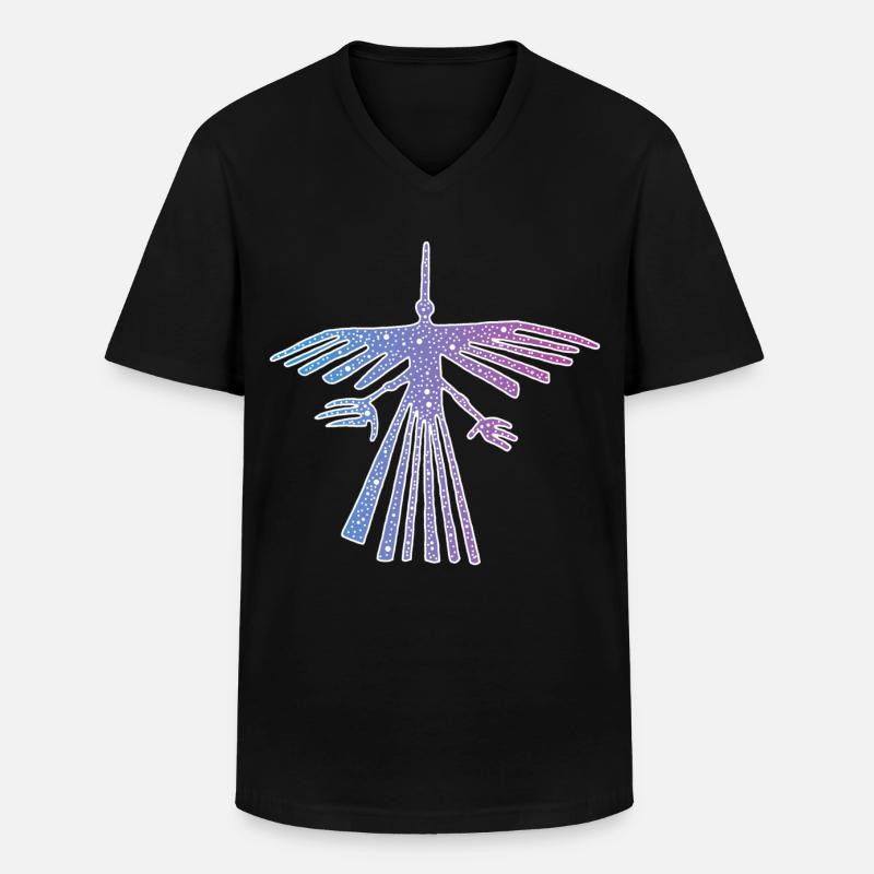 Vogel von Nazca - Männer-T-Shirt mit V-Ausschnitt - Schwarz