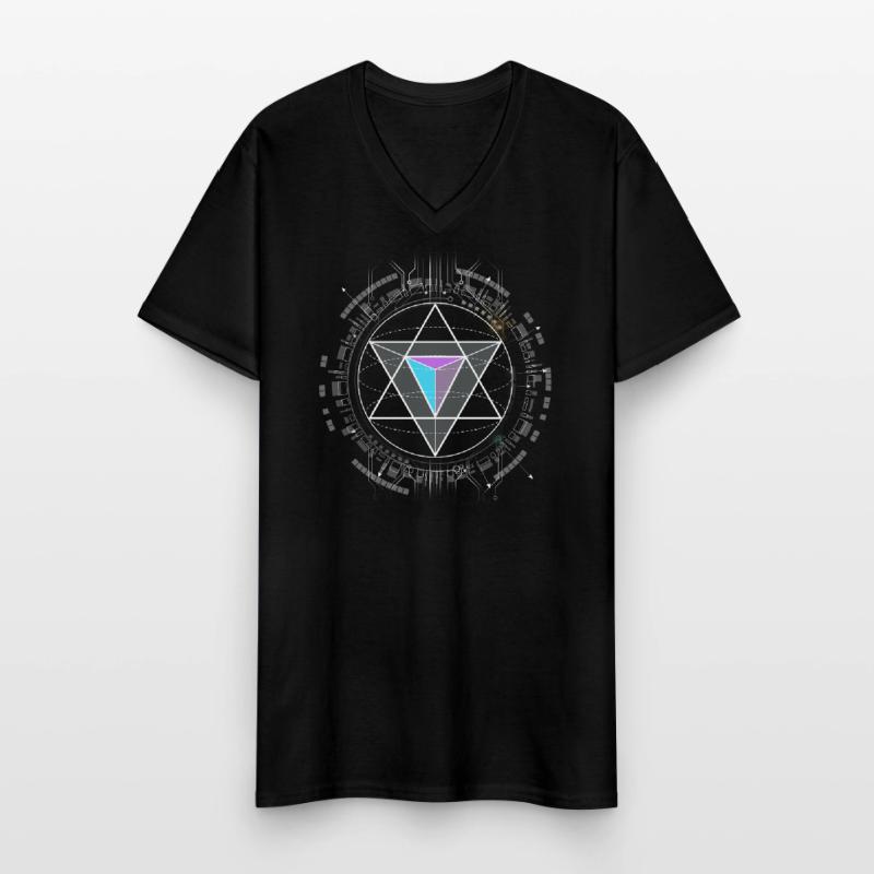 nerd CPU pyramide illuminati game wow hacker code Männer-T-Shirt mit V-Ausschnitt