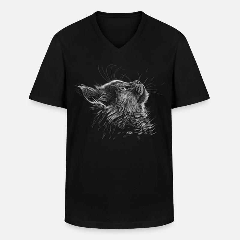 Kätzchen - Männer-T-Shirt mit V-Ausschnitt - Schwarz