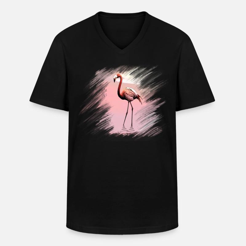Flamingo - Männer-T-Shirt mit V-Ausschnitt - Schwarz