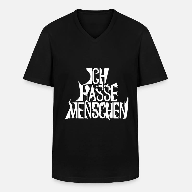 Ich Hasse Menschen - Männer-T-Shirt mit V-Ausschnitt - Schwarz