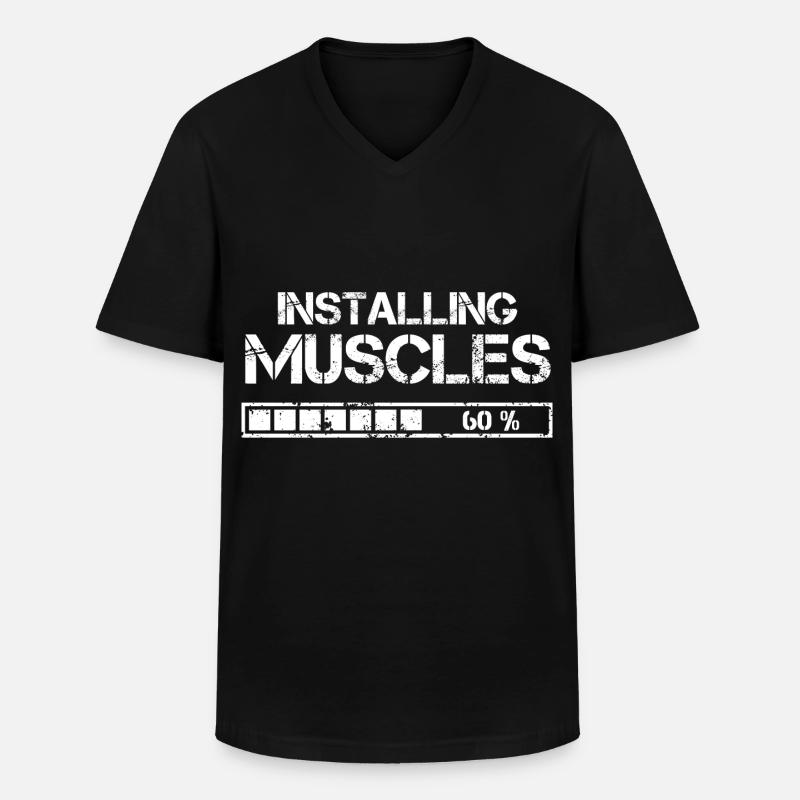 Installing Muscles - Männer-T-Shirt mit V-Ausschnitt - Schwarz
