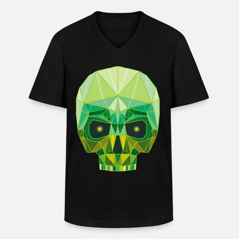 Smaragdgrüner Todeskopf - Männer-T-Shirt mit V-Ausschnitt - Schwarz