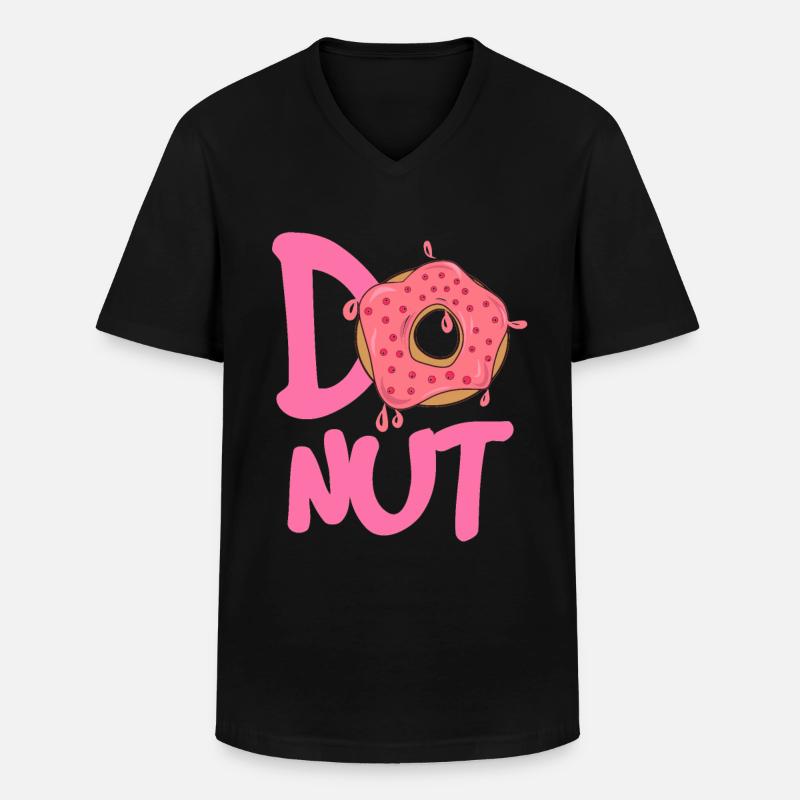 Donut Logo Pink Glanz - Männer-T-Shirt mit V-Ausschnitt - Schwarz