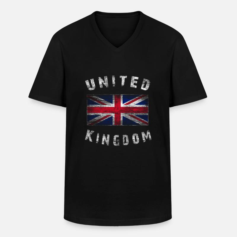 Union Jack - United Kingdom - Männer-T-Shirt mit V-Ausschnitt - Schwarz