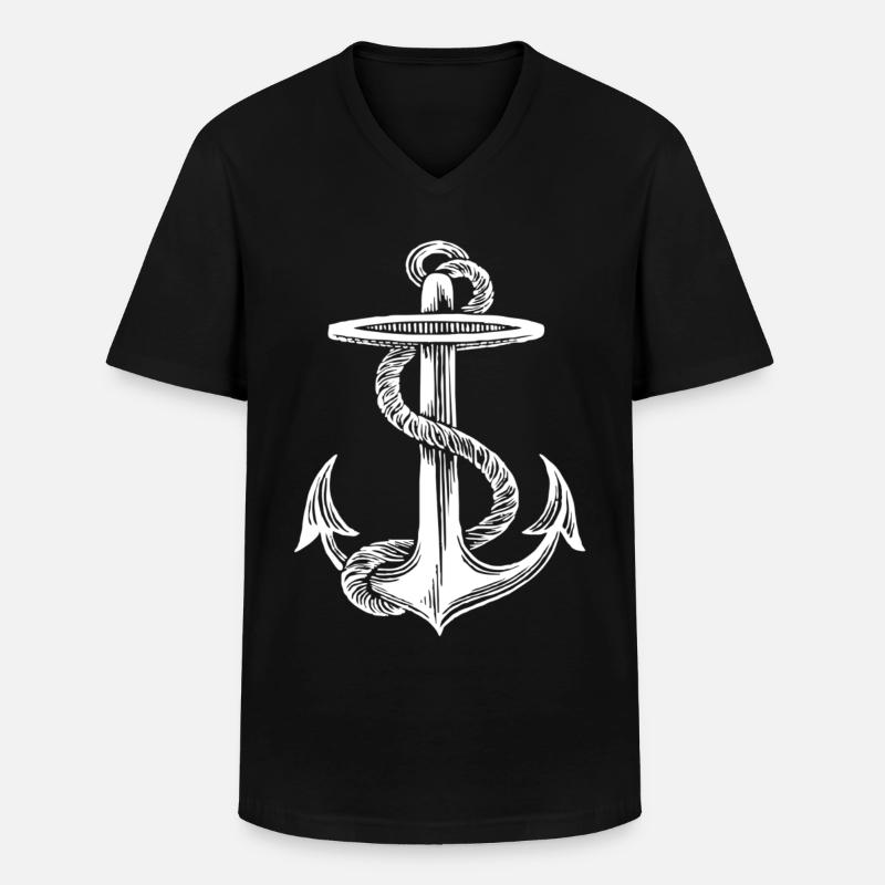Anker - Männer-T-Shirt mit V-Ausschnitt - Schwarz