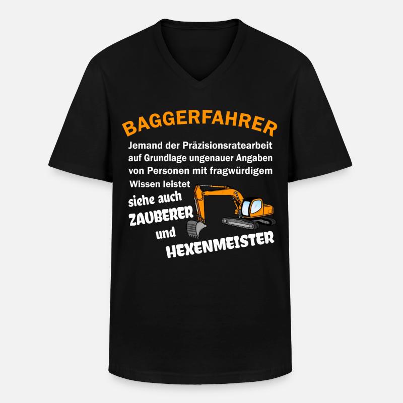 Baggerfahrer Zauberer Hexenmeister - Männer-T-Shirt mit V-Ausschnitt - Schwarz