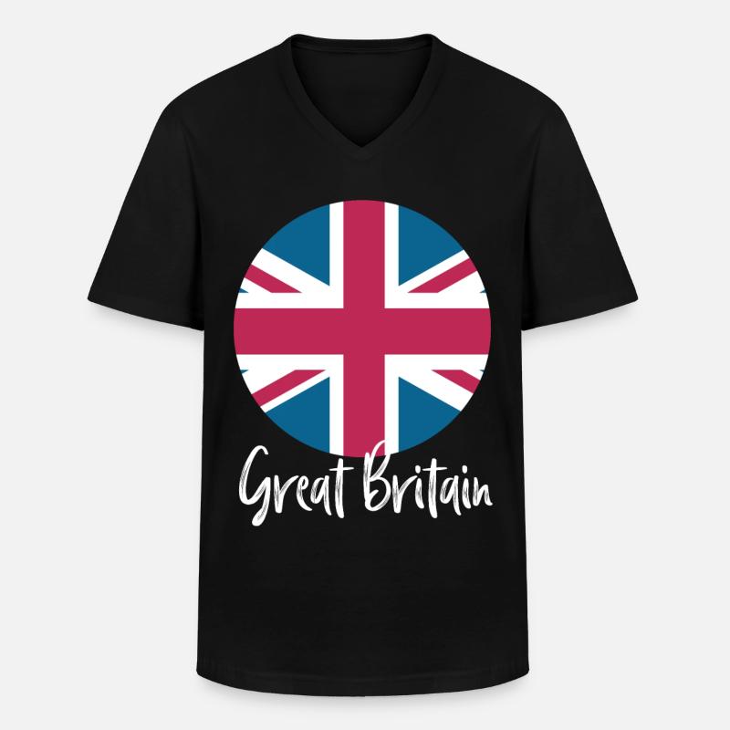 Great Britain - Männer-T-Shirt mit V-Ausschnitt - Schwarz