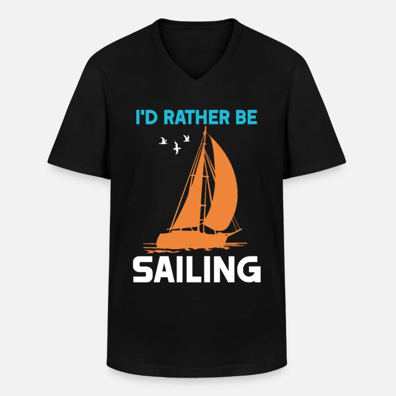 I'd rather be Sailing - Männer-T-Shirt mit V-Ausschnitt - Schwarz