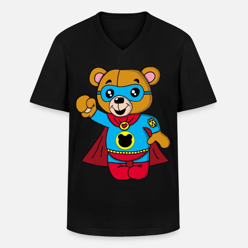 Super Teddybär - Männer-T-Shirt mit V-Ausschnitt - Schwarz