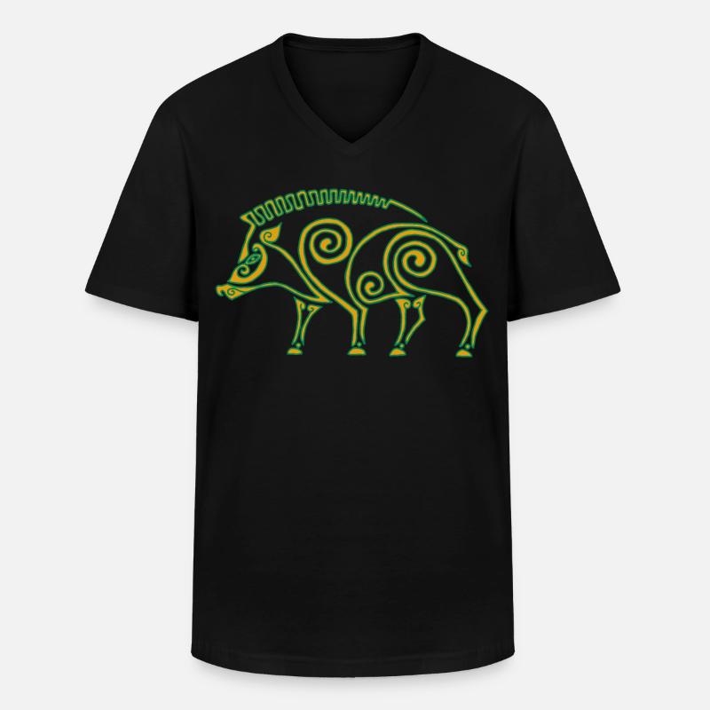 Keltischer Eber - Männer-T-Shirt mit V-Ausschnitt - Schwarz