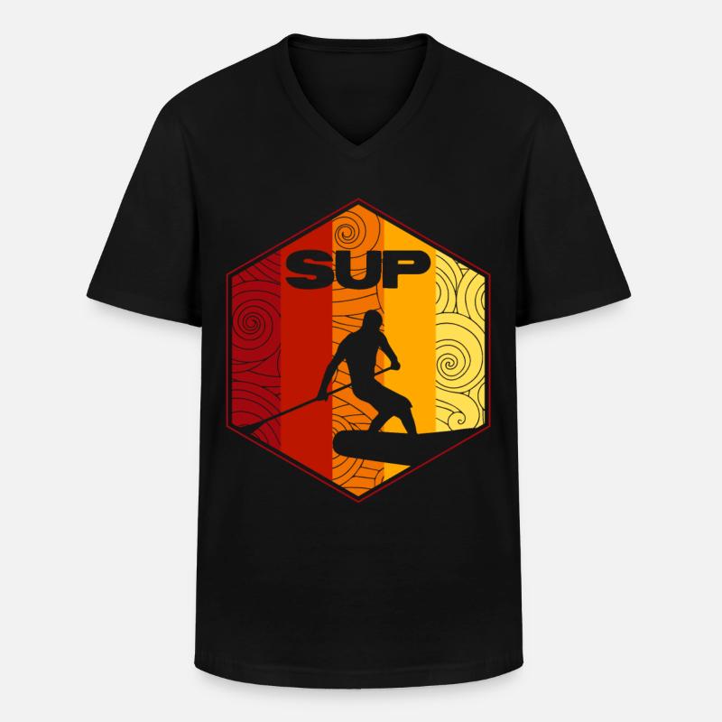 SUP Surf - Männer-T-Shirt mit V-Ausschnitt - Schwarz