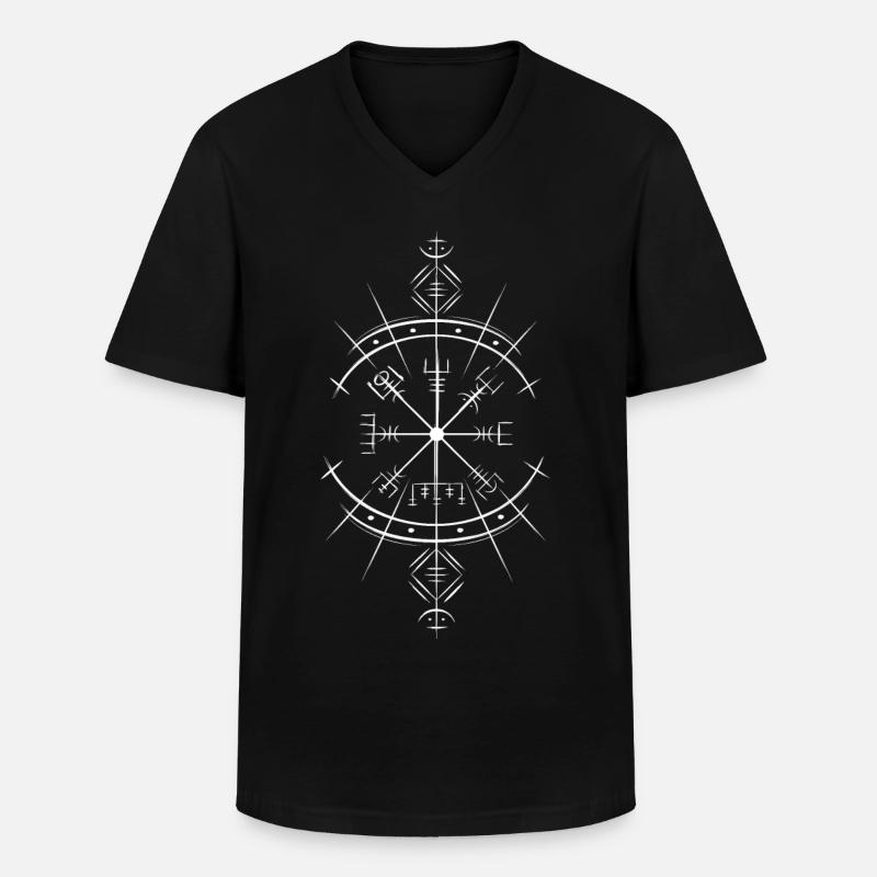 Vegvisir Wikinger-Kompass Neopaganismus - Männer-T-Shirt mit V-Ausschnitt - Schwarz