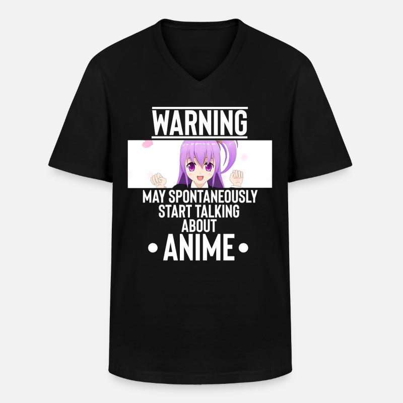 Anime - Männer-T-Shirt mit V-Ausschnitt - Schwarz