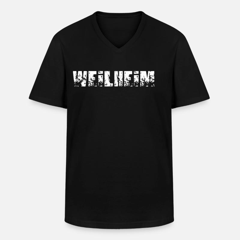 Weilheim - Männer-T-Shirt mit V-Ausschnitt - Schwarz