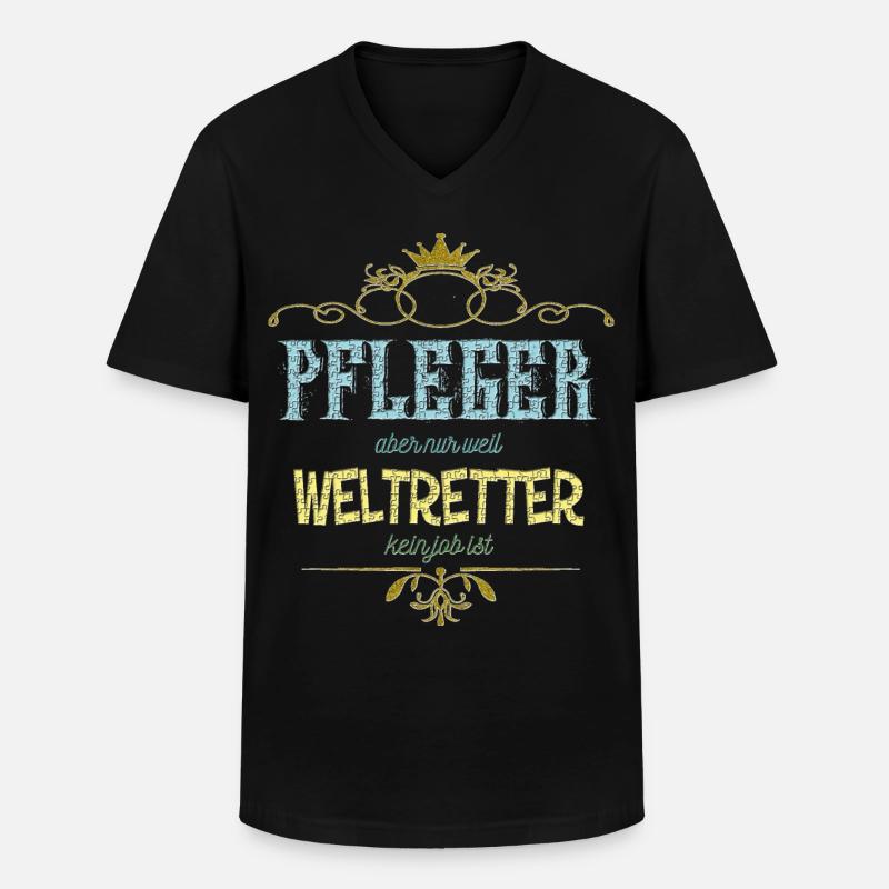 Pfleger Weltretter - Männer-T-Shirt mit V-Ausschnitt - Schwarz