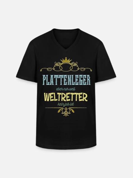 Plattenleger Weltretter - Männer-T-Shirt mit V-Ausschnitt - Schwarz