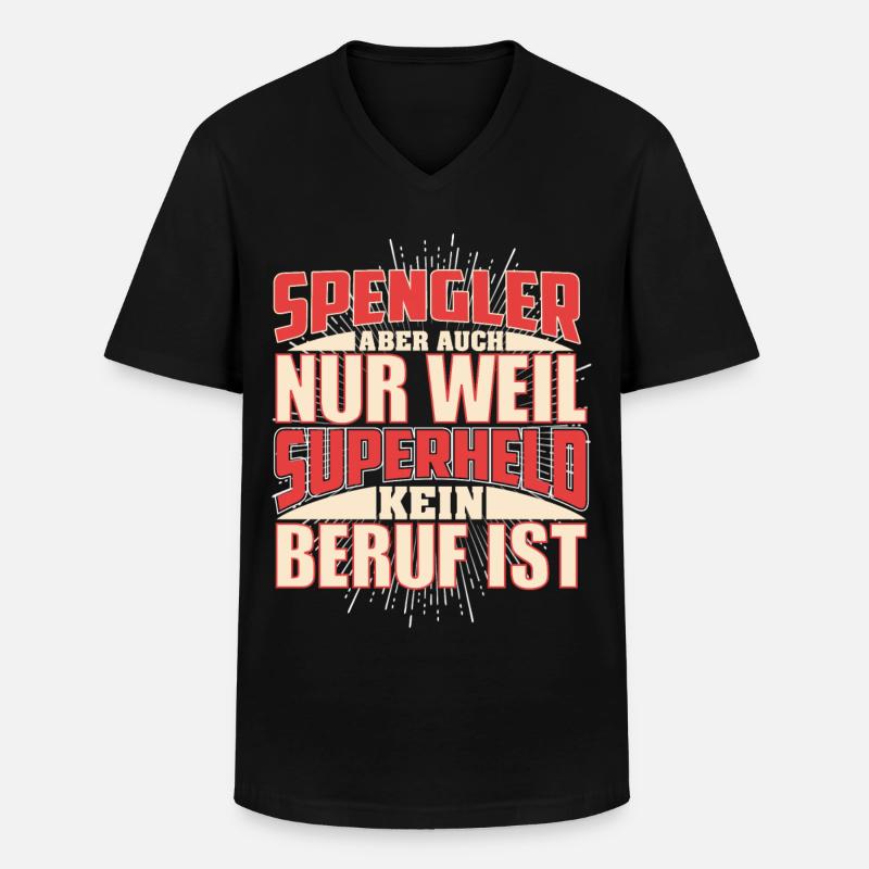 Spengler Superheld - Männer-T-Shirt mit V-Ausschnitt - Schwarz