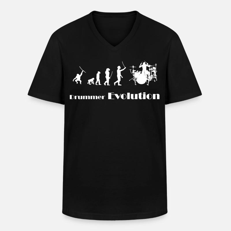 Evolution Drummer - Männer-T-Shirt mit V-Ausschnitt - Schwarz