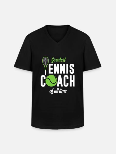 Largest tennis coach ever - Men's V-Neck T-Shirt - black