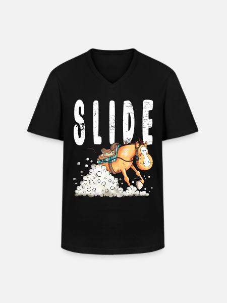Westernpferd Slide - Männer-T-Shirt mit V-Ausschnitt - Schwarz