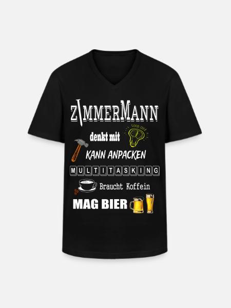 Zimmermann - Männer-T-Shirt mit V-Ausschnitt - Schwarz