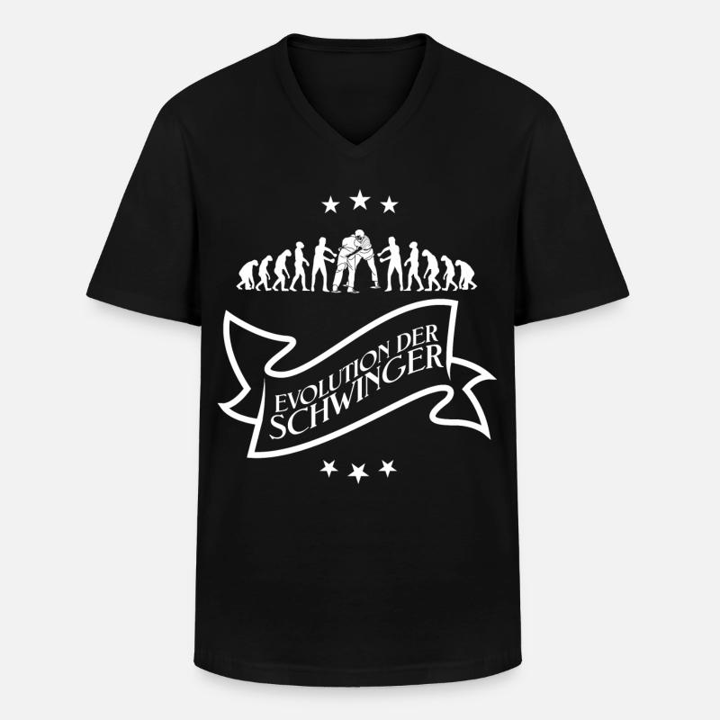 Schwinger Schwingen Evolution T-Shirt Design - Männer-T-Shirt mit V-Ausschnitt - Schwarz