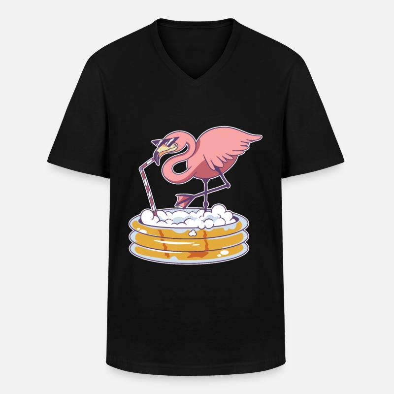 Flamingo Pool - Männer-T-Shirt mit V-Ausschnitt - Schwarz