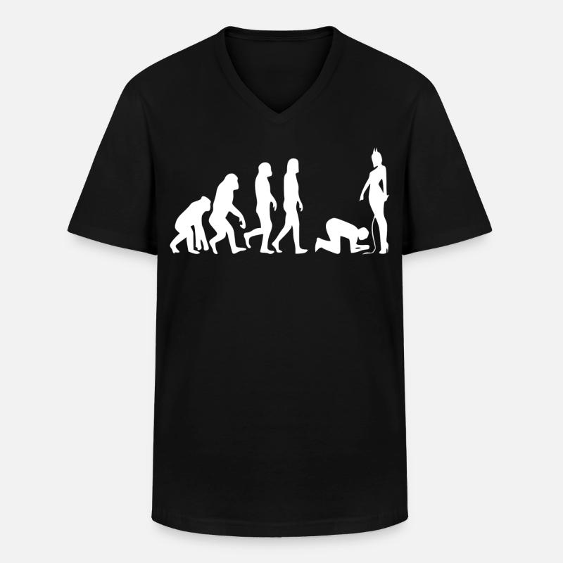 Evolution man - Men's V-Neck T-Shirt - black