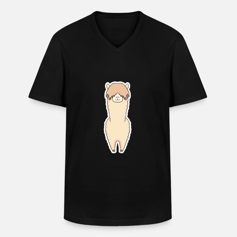 Llama - Männer-T-Shirt mit V-Ausschnitt - Schwarz