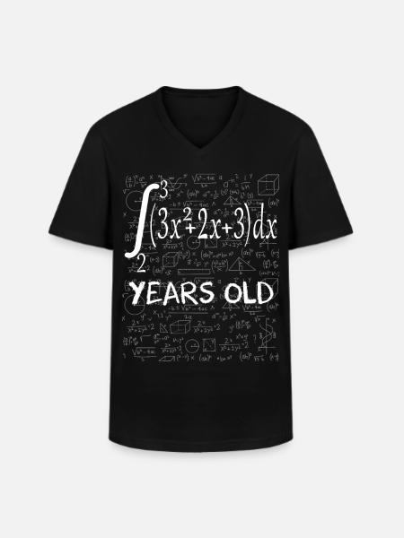 Funny Math Geek Integral Calculus 27th Birthday 27 - Men's V-Neck T-Shirt - black