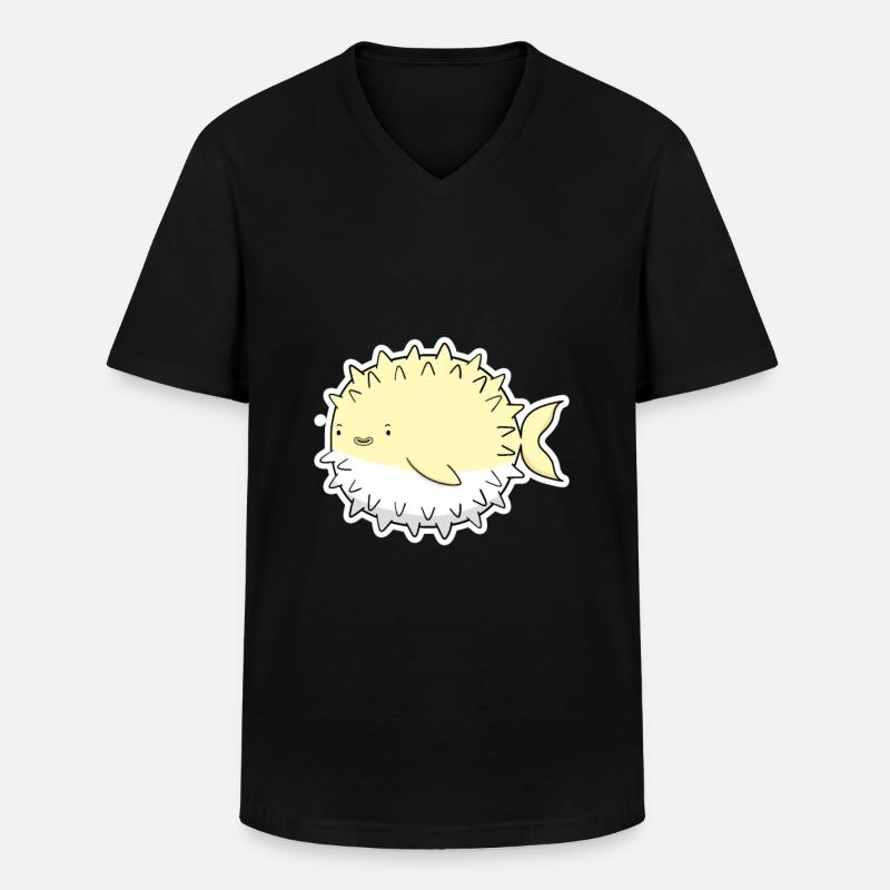 Pufferfisch - Männer-T-Shirt mit V-Ausschnitt - Schwarz