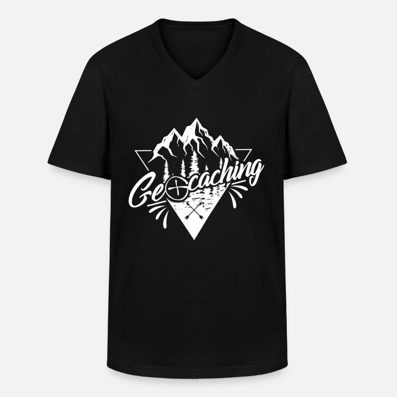 Geocaching - Männer-T-Shirt mit V-Ausschnitt - Schwarz