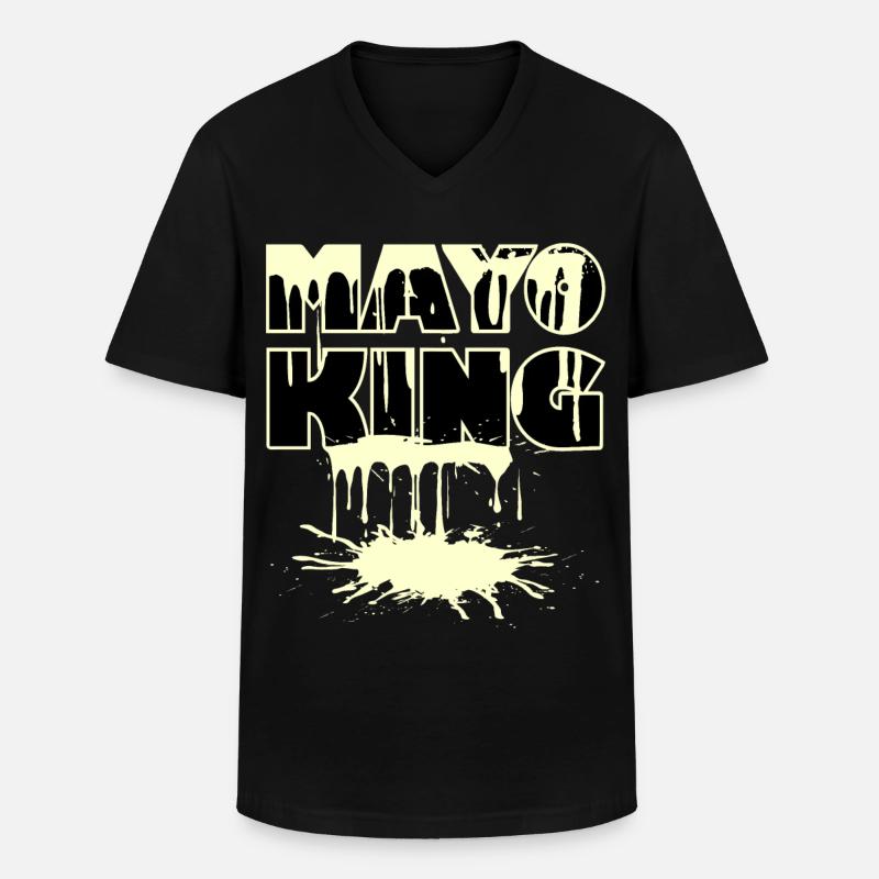 Mayo King - Mayonnaise verschüttet - Männer-T-Shirt mit V-Ausschnitt - Schwarz
