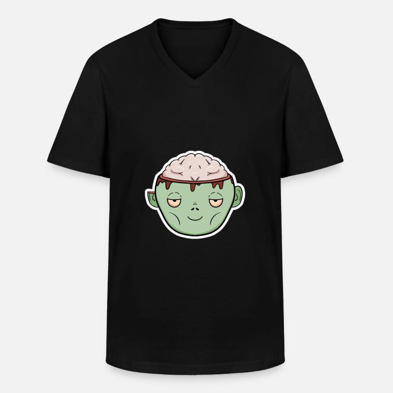 Zombie Hirn im Becher - Männer-T-Shirt mit V-Ausschnitt - Schwarz