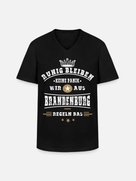 Brandenburg Regelt das ! - Männer-T-Shirt mit V-Ausschnitt - Schwarz