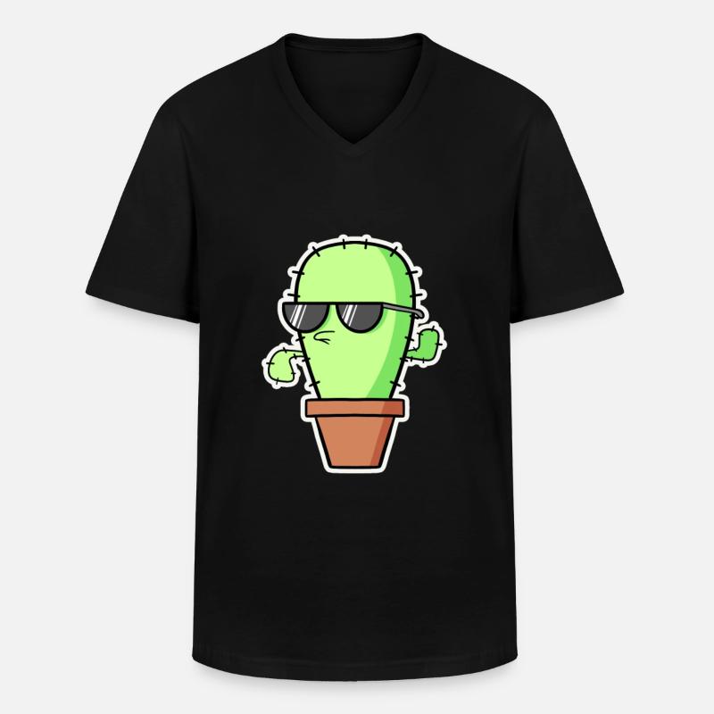 Cooler Kaktus - Männer-T-Shirt mit V-Ausschnitt - Schwarz
