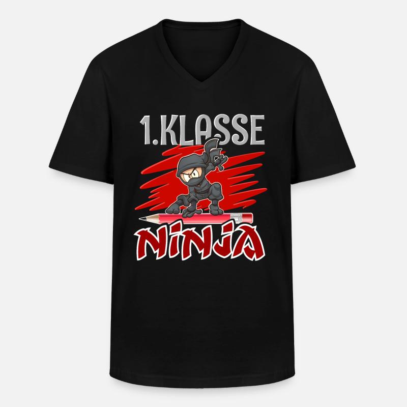 1. Klasse Ninja Einschulung - Männer-T-Shirt mit V-Ausschnitt - Schwarz