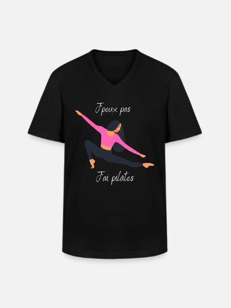 J'peux pas j'ai pilâtes - T-shirt col V Homme - noir