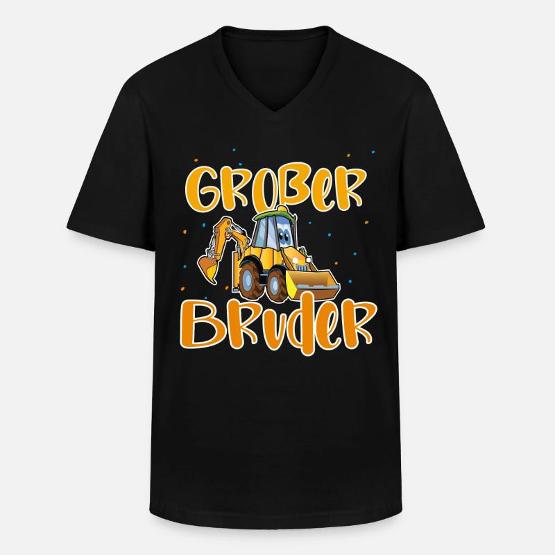 Großer Bruder Bagger - Männer-T-Shirt mit V-Ausschnitt - Schwarz