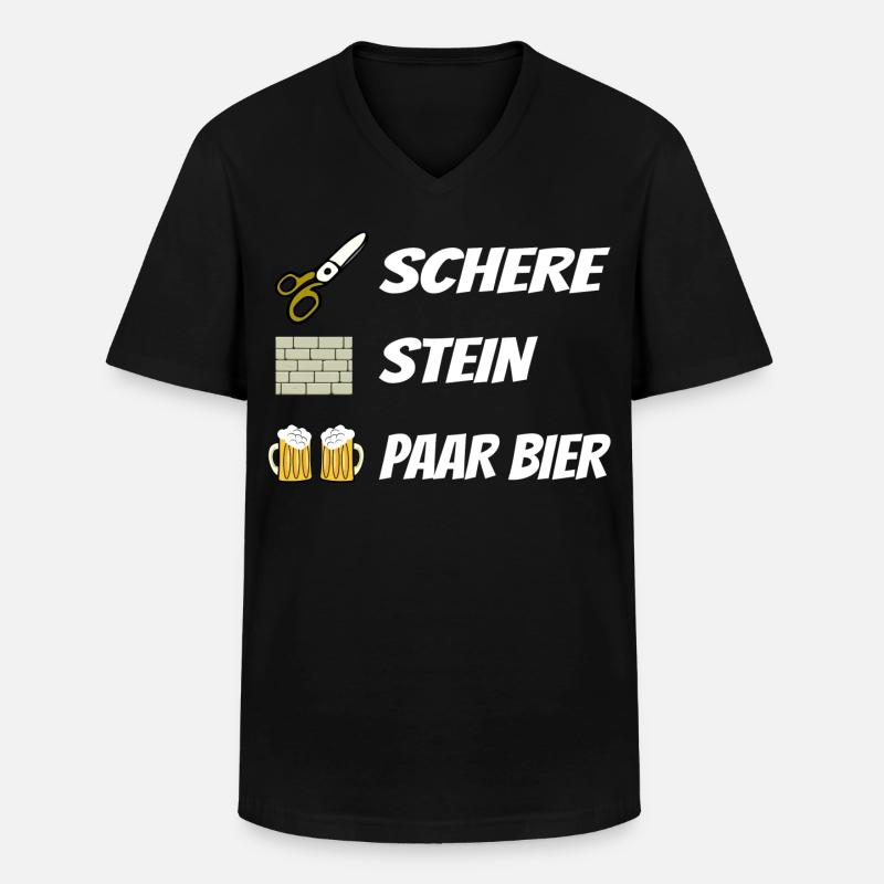 Schere , Stein, Paar Bier - Männer-T-Shirt mit V-Ausschnitt - Schwarz